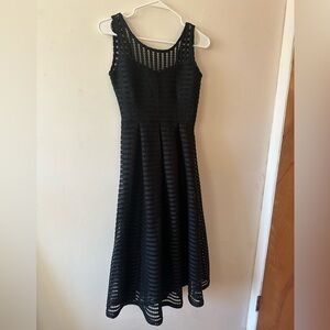 Christian Siriano Black Textured Midi Dress